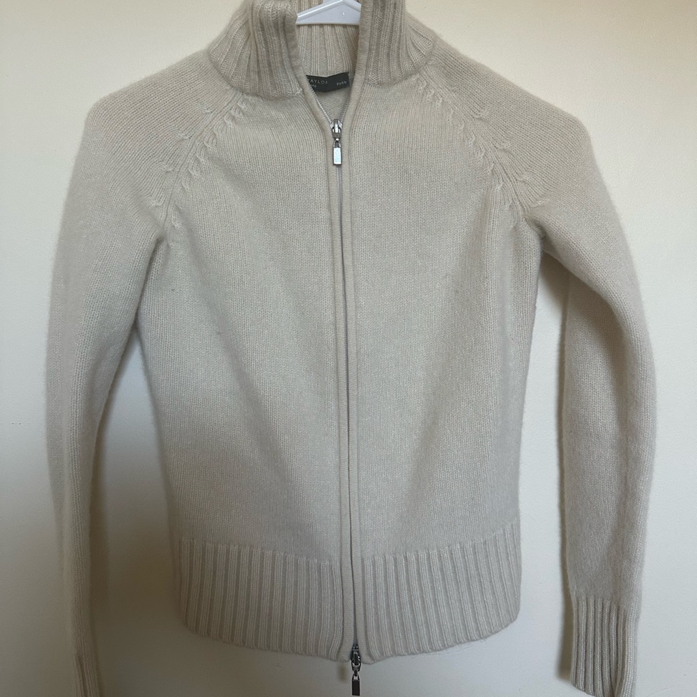 Lord and Taylor 100% Cashmere Zip Up Sweater